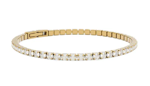 Furiosa Pozlacený tenisový náramek s čirými krystaly Swarovski SB-TENNIS-G 16 cm