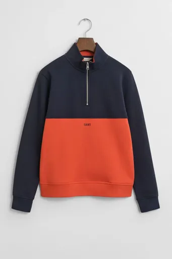 MIKINA GANT BLOCKED HALF ZIP SWEATSHIRT EVENING BLUE