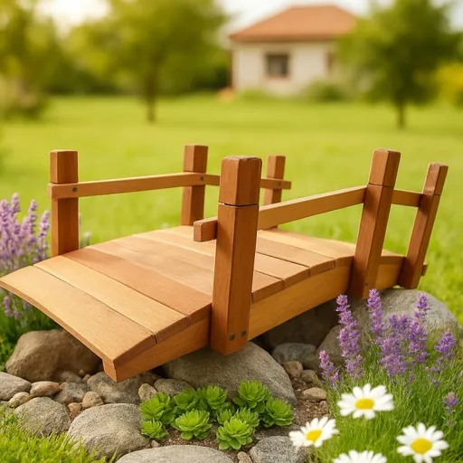 Zahradní můstek dřevěný 71 cm, borovice, s nátěrem