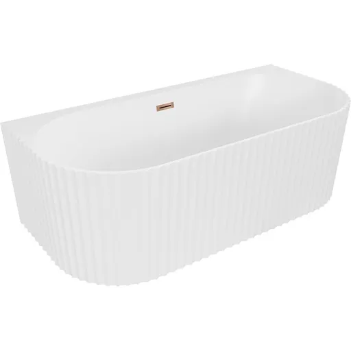 MEXEN/S Sella volně stojící vana nástěnná reliéf 170 x 80, bílá lesk, sifon a přepad růžové zlato 52711708000-60