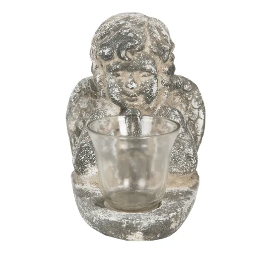 Vintage andílek se svícnem na čajovou svíčku - 19*15*21 cm Clayre & Eef