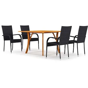 5dílný zahradní jídelní set černý, 3071944 (3071944)