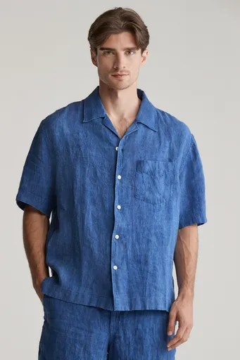 KOŠILE GANT REL LINEN RESORT SHIRT RICH BLUE