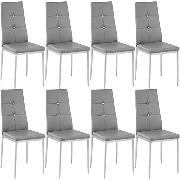 8× Jídelní židle, ozdobné kamínky, šedá (404124)