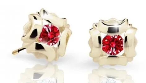Cutie Jewellery Slušivé dětské náušnice ze žlutého zlata C2216-30-X-1 červená