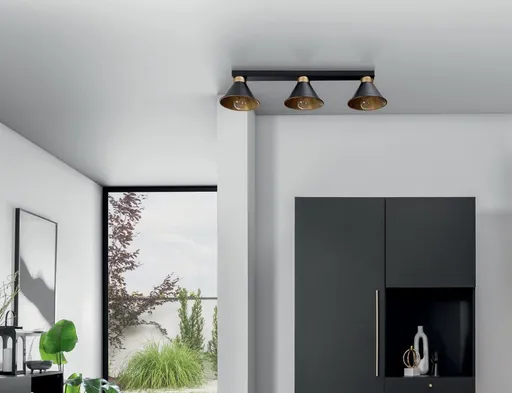 Detmer 17x70x14cm stropní 3 černý/zlatý