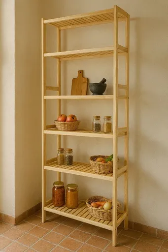 Regál borovicový 6 polic 213 cm, přírodní dřevo, ČR