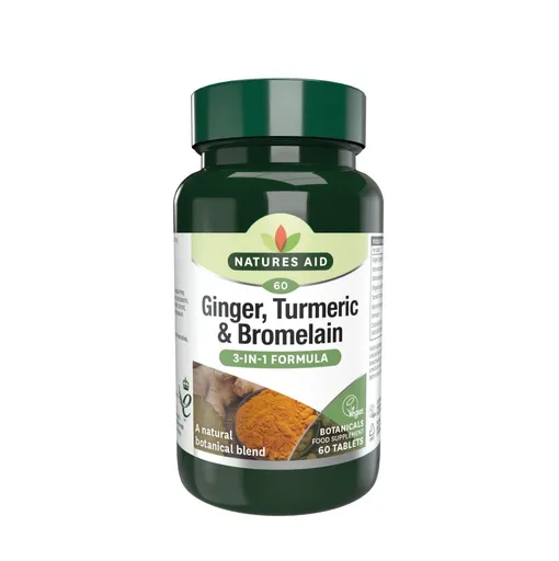 Natures Aid Zázvor, kurkuma a bromelain 60 tablet