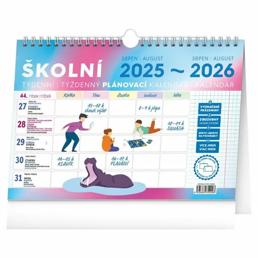 Školní plánovací kalendář s háčkem 2026