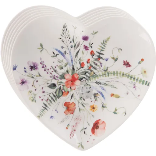 Orion Sada porcelánových dezertních talířů Mák srdce 17,5 x 17 cm, 6 ks