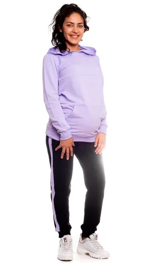 bemaamaa Těhotenské tepláky s lampasy - černé, vel. L