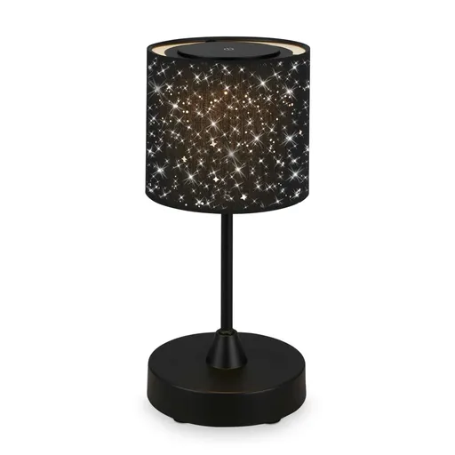 BRILONER LED bateriové stolní svítidlo, pr.12,5 cm, LED modul, 3W, 350 lm, černá IP44 BRILO 7443-015