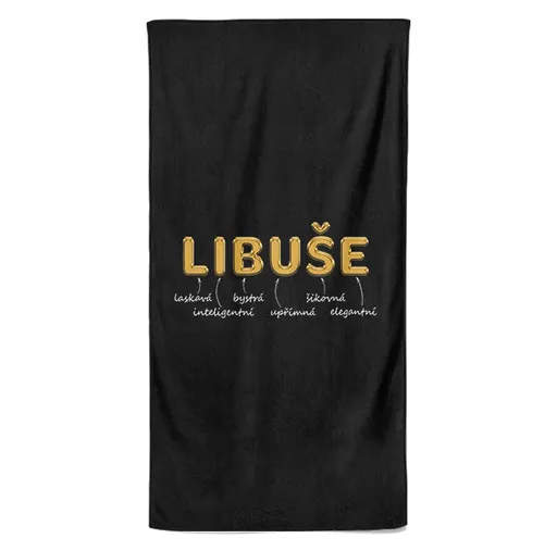 Osuška Ženská jména – GOLD (Jméno: Libuše, Velikost osušky: 70x140cm)