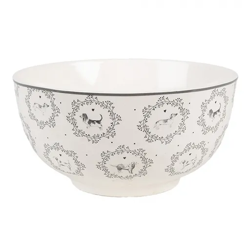 Porcelánová miska s pejsky Lovely Grey Dogs - Ø 14*7 cm / 500 ml Clayre & Eef