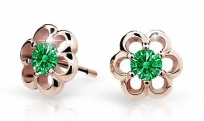 Cutie Jewellery Dětské náušnice z růžového zlata C1947-30-X-4 zelená