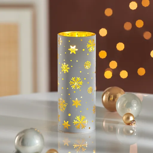 LED sklenice na čajovou svíčku Vločky