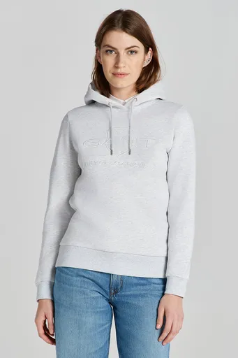 MIKINA GANT REG TONAL SHIELD HOODIE PALE GREY MELANGE