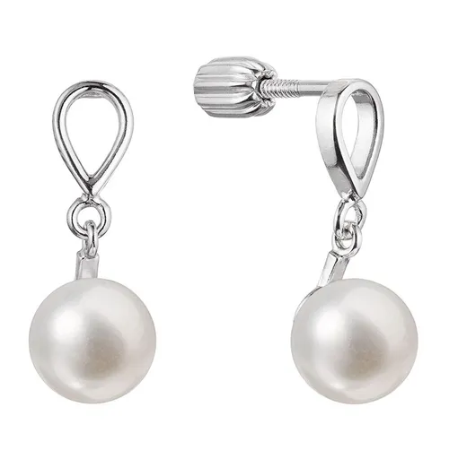 Evolution Group - Pavona Stříbrné náušnice visací slzička s říční perlou 21086.1B