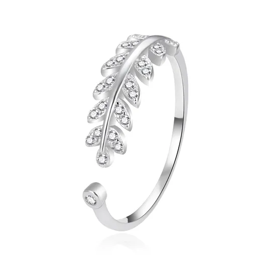 Agato Stříbrný otevřený prsten se zirkony AGT-R60W 57 mm