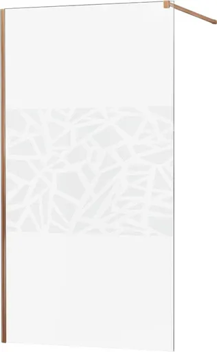 MEXEN/S KIOTO Sprchová zástěna WALK-IN 100x200 cm 8 mm, růžové zlato, bílý vzor 800-100-101-60-85