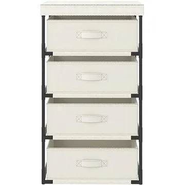 Úložný se 4 textilními košíky ocel krémový 322624 (322624)