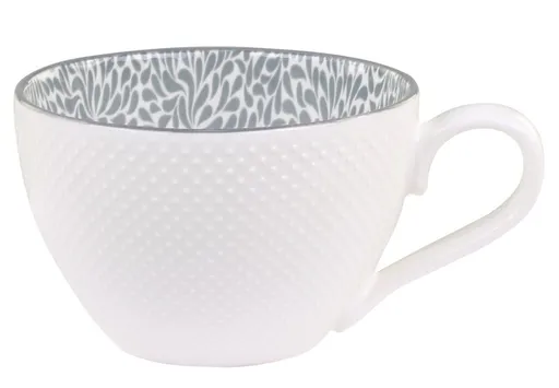 Porcelánový hrnek s ornamenty uvnitř Arés Grey - 15* Ø12*8 cm/ 470ml Chic Antique