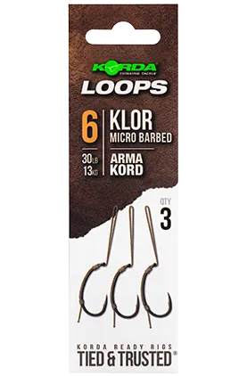 Korda hotové montáže loop rigs klor - háček 6 nosnost 30 lb