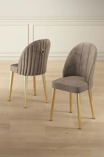 Sada židlí (6 kusů) Mara - Cappuccino, Gold