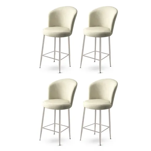 Bar Stool Set (4 Pieces) Fora - Cream, Chrome