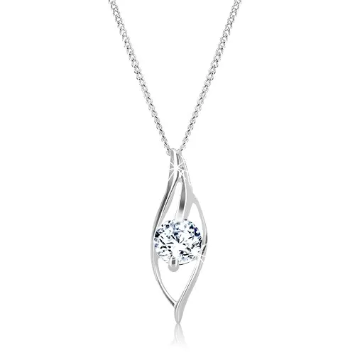 Náhrdelník ze stříbra 925 - zvlněná silueta oka se zirkonem