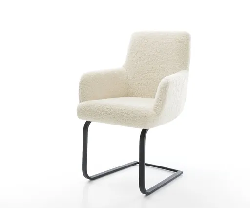 Jídelní židle Heira-Flex s područkami plyšový manšestr béžová