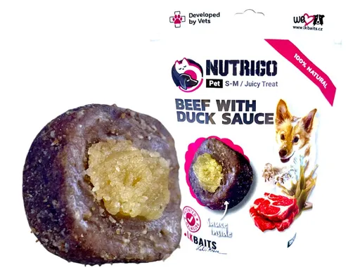 LK Baits Pet Pamlsek Nutrigo Dog Telecí s kachní omáčkou - S-M 150g,LK Baits Pet Pamlsek Nutrigo Dog Telecí s kachní omáčkou - S-M 150g
