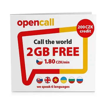OpenCall Předplacená karta s kreditem 200 Kč + 2GB na měsíc zdarma (SMALLO2N.200OC9)