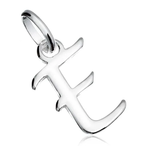 Hladký a plochý stříbrný přívěsek 925, velké tiskací písmeno "E"