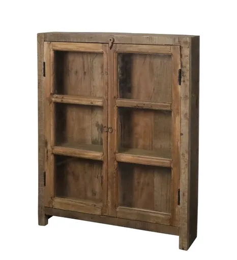 Hnědá antik dřevěná vitrína z recyklovaného dřeva Grimaud - 85*18*105 cm Chic Antique
