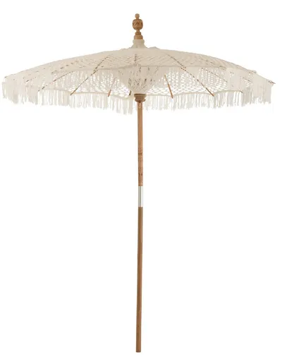 Přírodní drhaný slunečník s dřevěnou tyčí Macrame - ∅200*250 cm J-Line by Jolipa