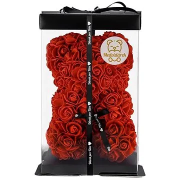 Medvídárek Classic medvídek z růží 25 cm světle červený dárkové balení (1016_CER)