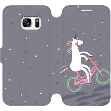 Flipové pouzdro na mobil Samsung Galaxy S7 Edge - V024P Jednorožec na kole (5903226109913)