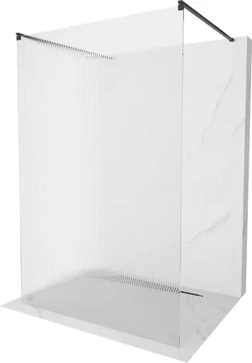 MEXEN/S Kioto Sprchová zástěna WALK-IN volněstojící 110 x 200, proužky 8 mm, černá 800-110-002-70-09