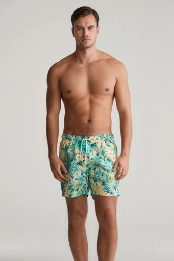 PLAVKY GANT FLORAL PRINT SWIM SHORTS TROPIC BLUE