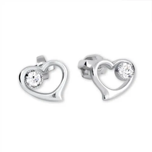 Soliter Stříbrné náušnice Srdce s krystalem 438 001 00931 04