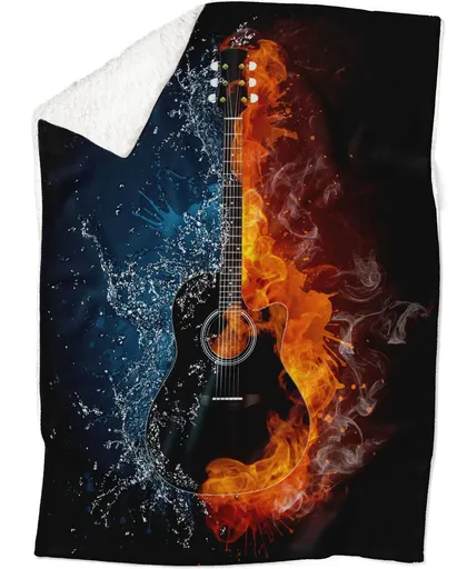 IMPAR Fleecová deka Kytara 150x120 cm (Rozměr : 150 x 120 cm, Podšití beránkem: ANO)