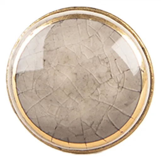 Šedá keramická knopka se zlatým okrajem - Ø 3*3 cm / S3 cm Clayre & Eef