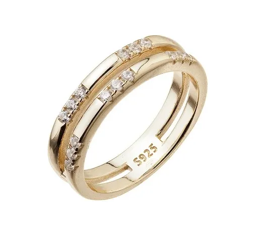 Evolution Group - Pavona Dvojitý pozlacený prsten se zirkony 15018.1 crystal 52 mm