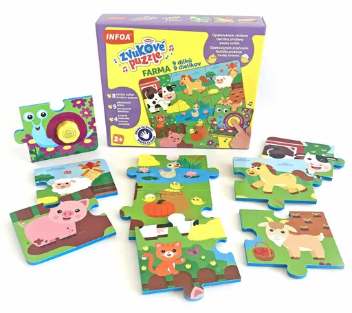 Zvukové puzzle - Farma - 9 dílků / 9 dielikov (CZ/SK vydanie)