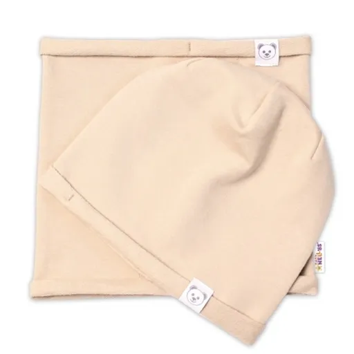 Baby Nellys Čepice s nákrčníkem bavlna, Little Bear, , cappuccino, vel. 92/98