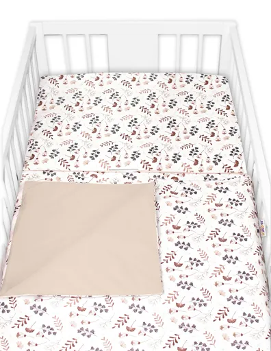 Baby Nellys Povlečení do postýlky, 2D sada bavlna - Louka,  béžová/hnědá