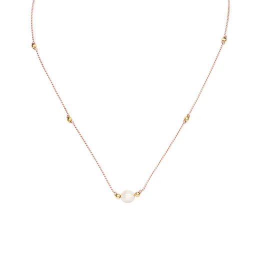 Agato Něžný šňůrkový náhrdelník s říční perlou HE05K3G-LP