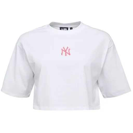 New Era NEW YORK YANKEES LEAGUE ESSENTIAL MIDI CROP Dámské triko, bílá, velikost