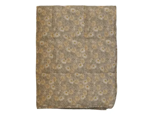 Latté bavlněný přehoz s květinovým motivem Quilt Flower - 130*180 cm Chic Antique